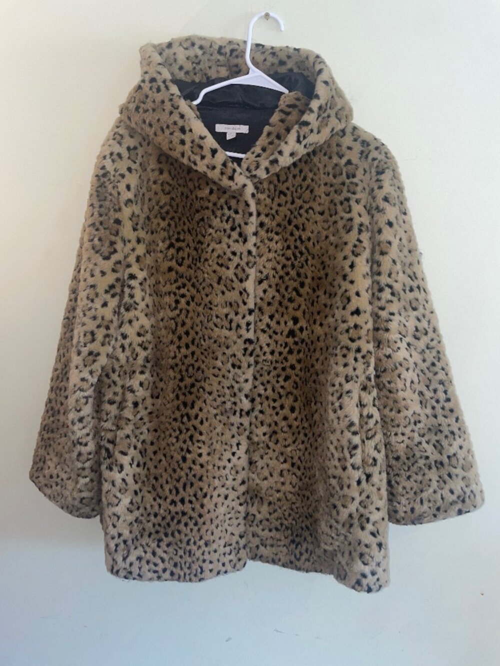 Dressbarn Leopard Print Faux Fur Coat Jacket Size Large